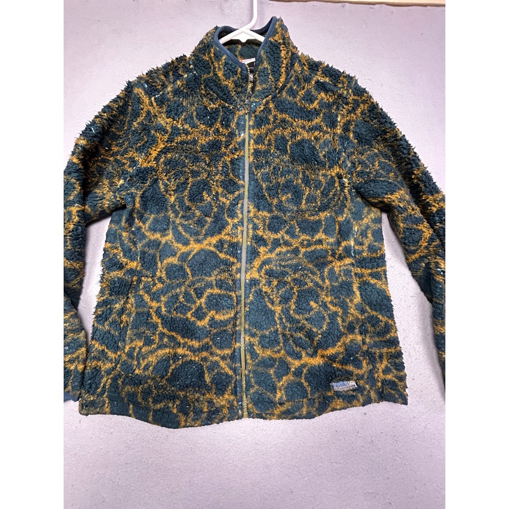 Avalanche Jacket Fleece 100% Polyester Teal Yellow Pattern Large Womens